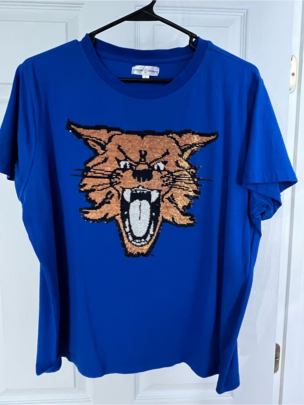 Stewart Simmons Blue Sequin Wildcat Graphic Tee